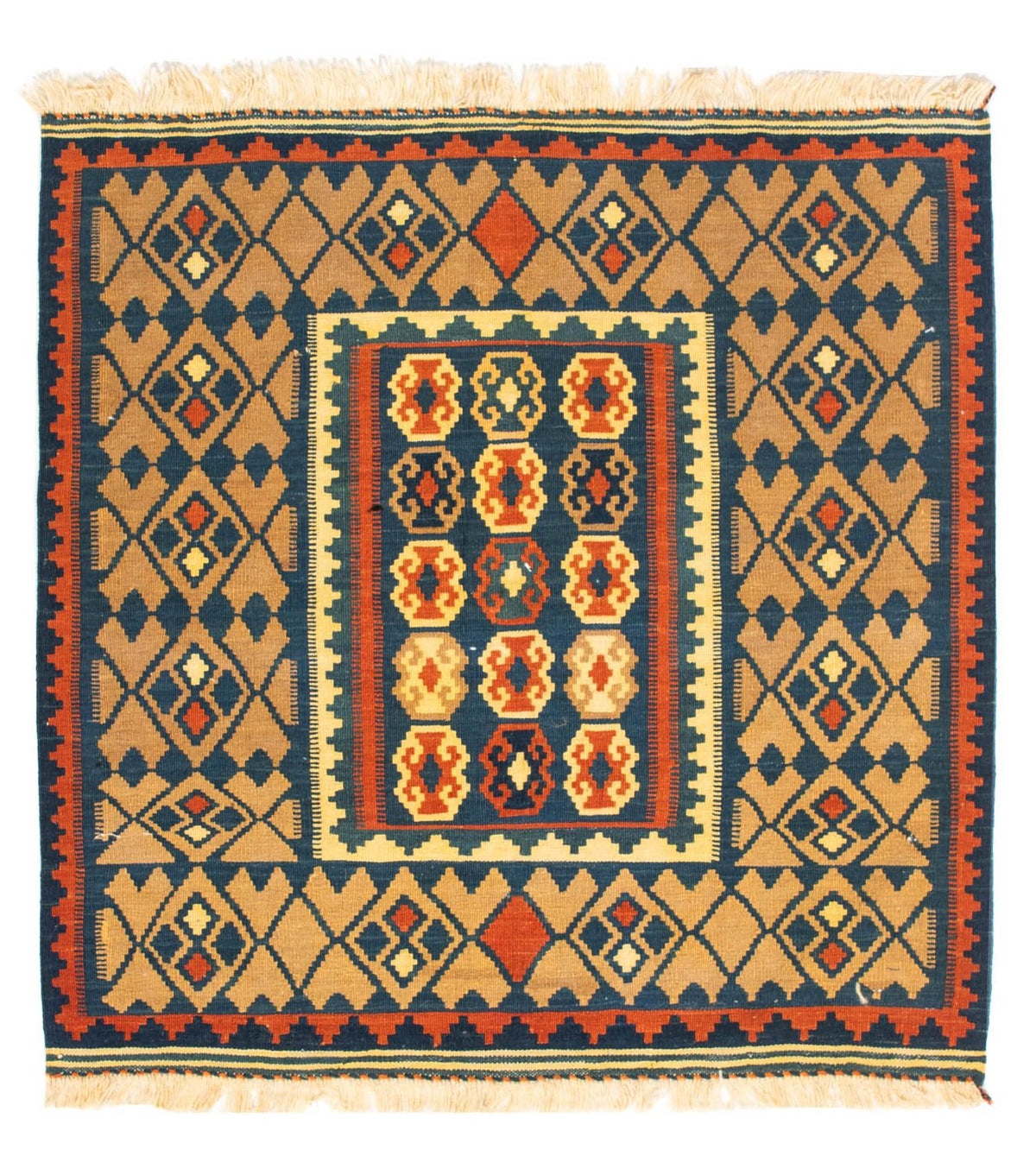 Tappeto Kelim - Orientale quadrato - 100 x 98 cm - blu scuro
