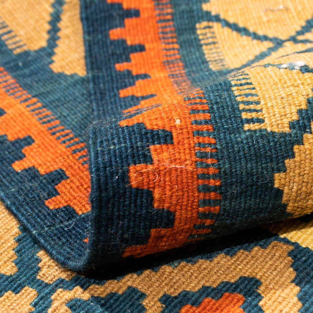 Tappeto Kelim - Orientale quadrato - 100 x 98 cm - blu scuro