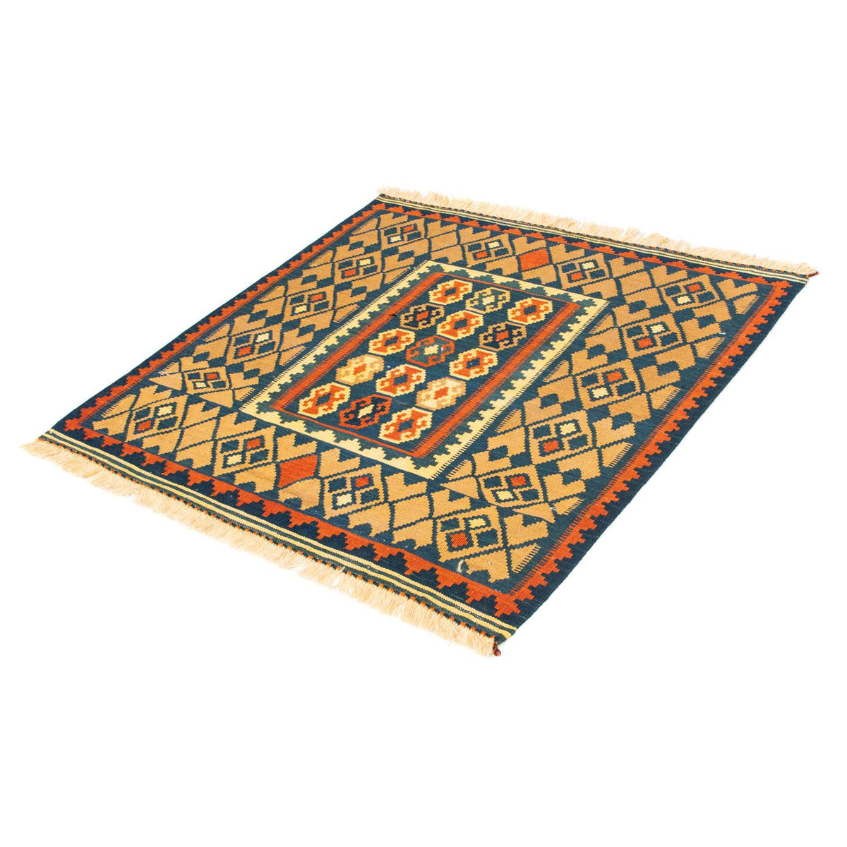 Tappeto Kelim - Orientale quadrato - 100 x 98 cm - blu scuro