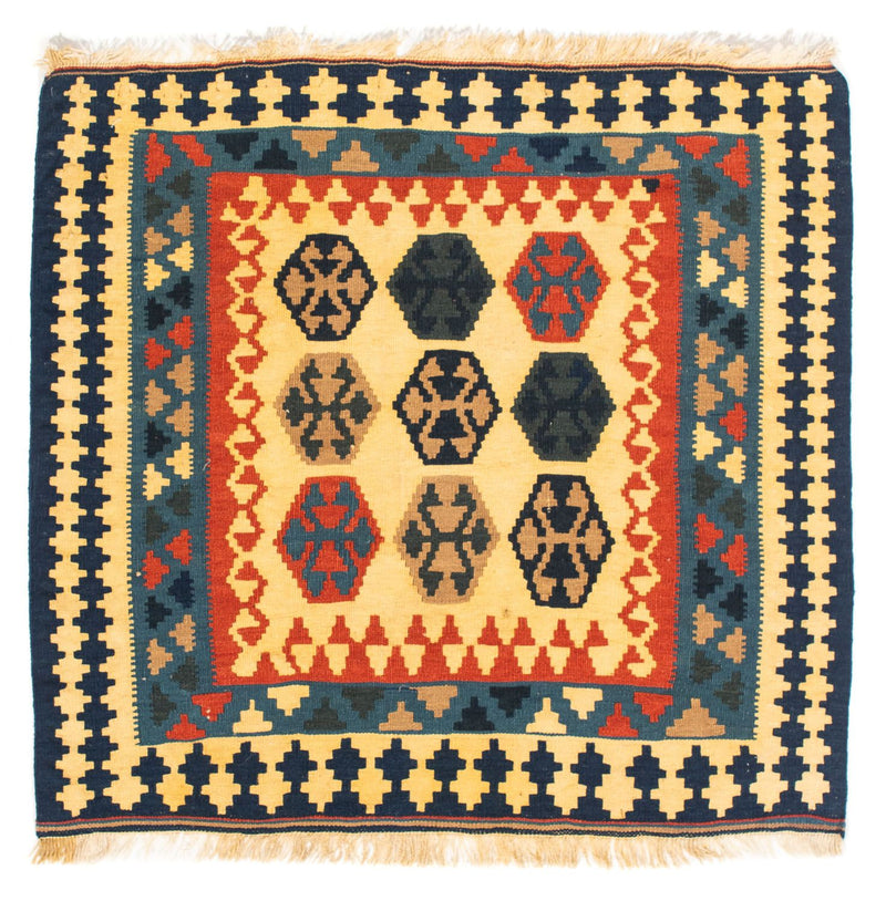 Tappeto Kelim - Orientale quadrato  - 103 x 100 cm - blu scuro