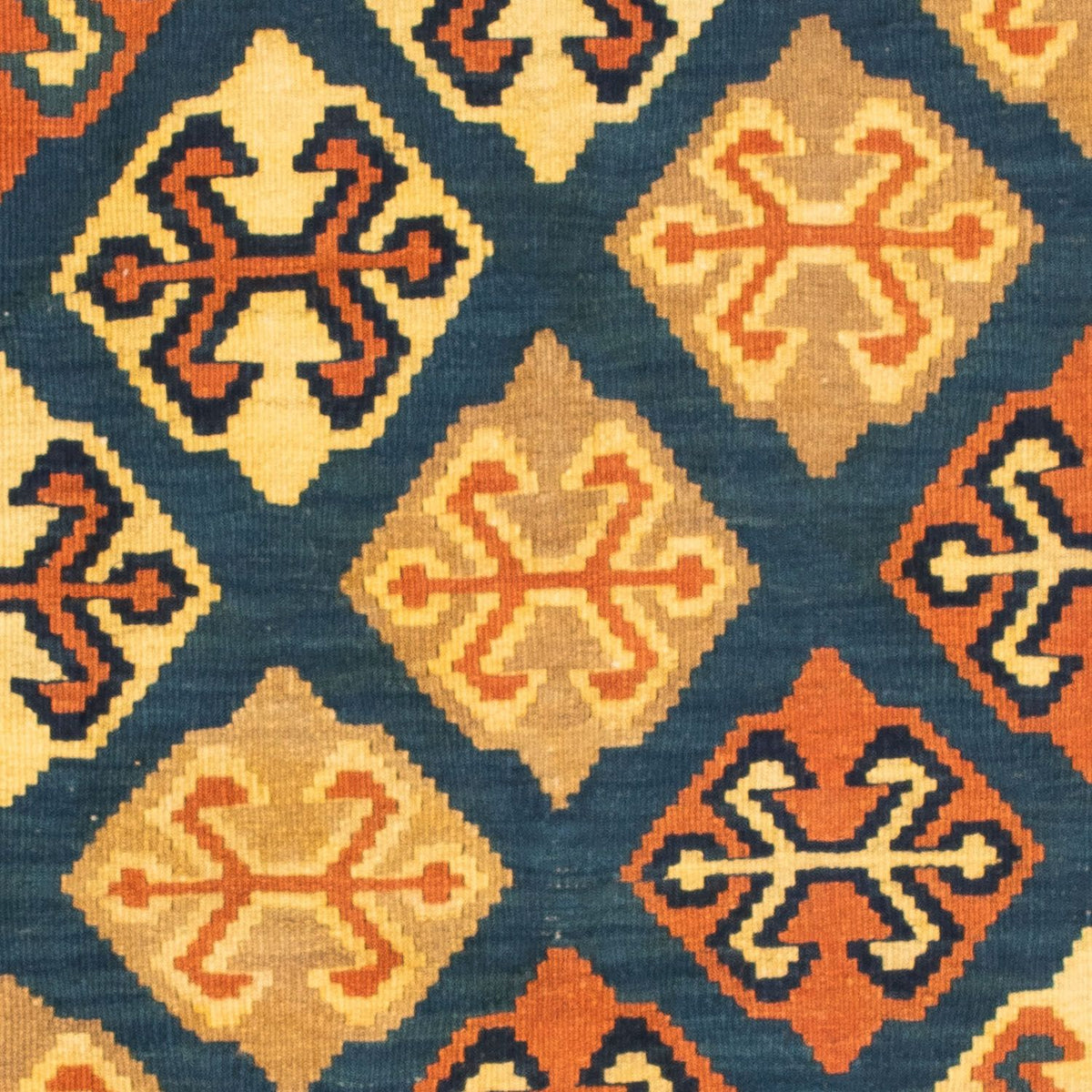 Tappeto Kelim - Orientale quadrato - 104 x 100 cm - blu scuro