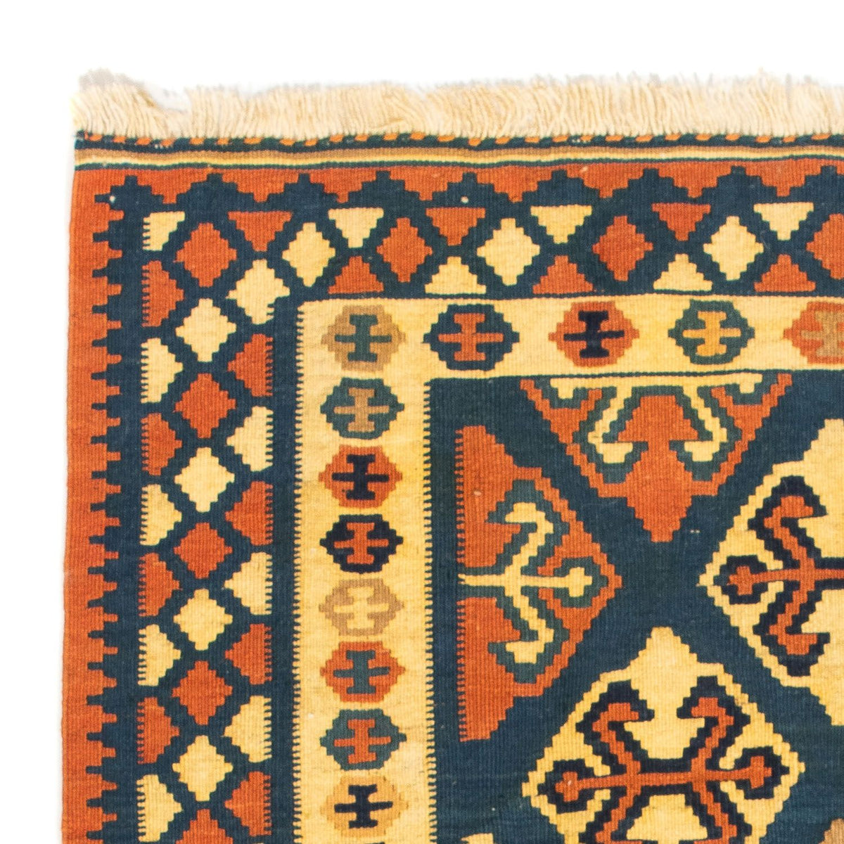 Tappeto Kelim - Orientale quadrato - 104 x 100 cm - blu scuro
