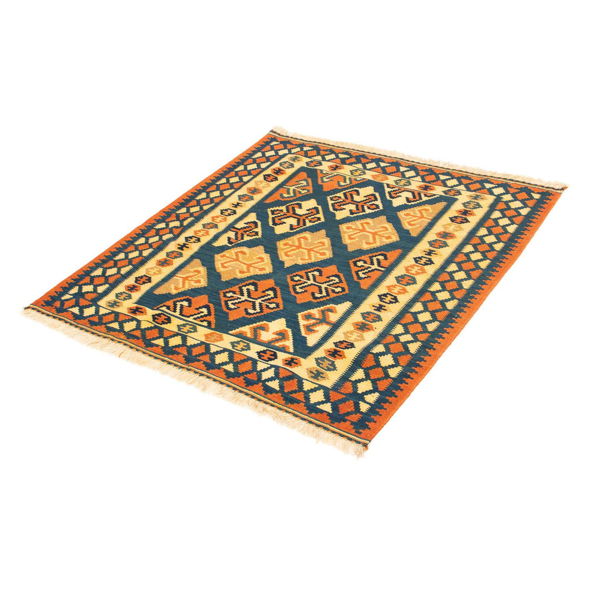 Tappeto Kelim - Orientale quadrato - 104 x 100 cm - blu scuro