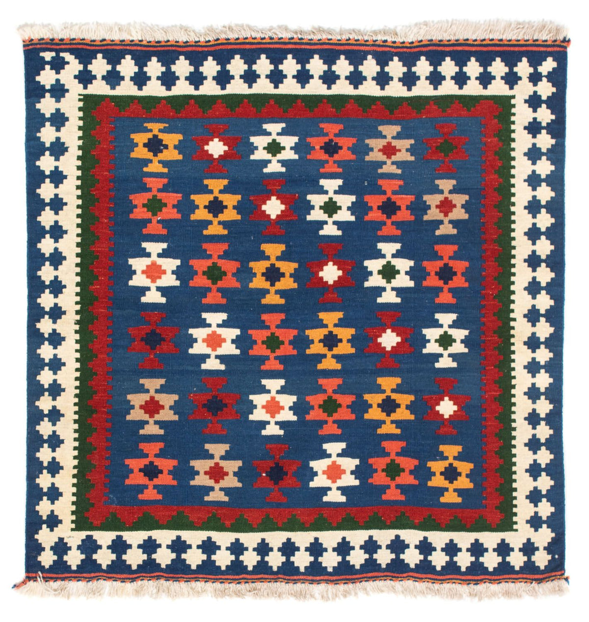 Tappeto Kelim - Orientale quadrato - 104 x 100 cm - blu scuro