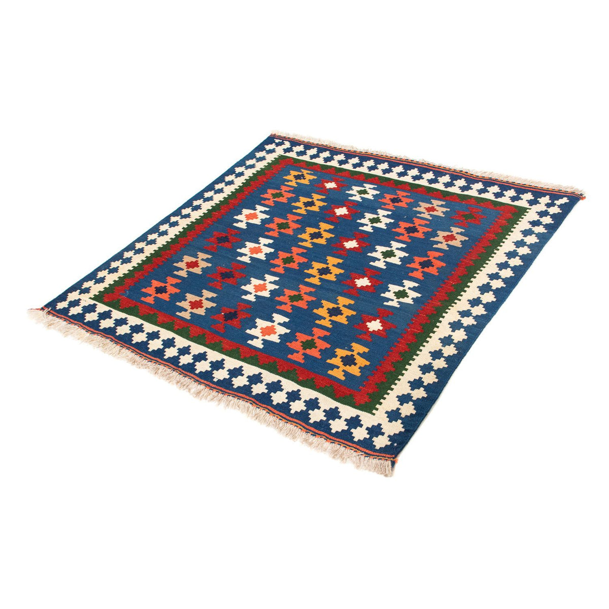 Tappeto Kelim - Orientale quadrato - 104 x 100 cm - blu scuro