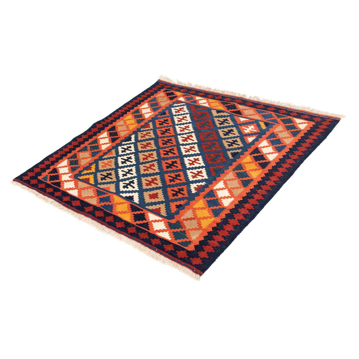 Tappeto Kelim - Orientale quadrato - 104 x 100 cm - blu scuro