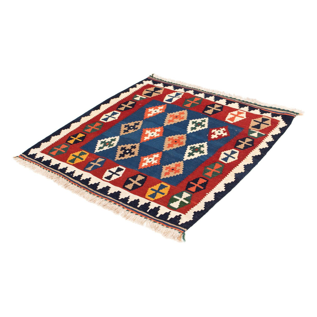 Tappeto Kelim - Orientale quadrato  - 100 x 96 cm - blu scuro