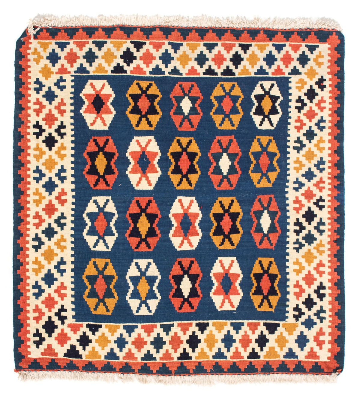 Tappeto Kelim - Orientale quadrato - 103 x 100 cm - blu scuro