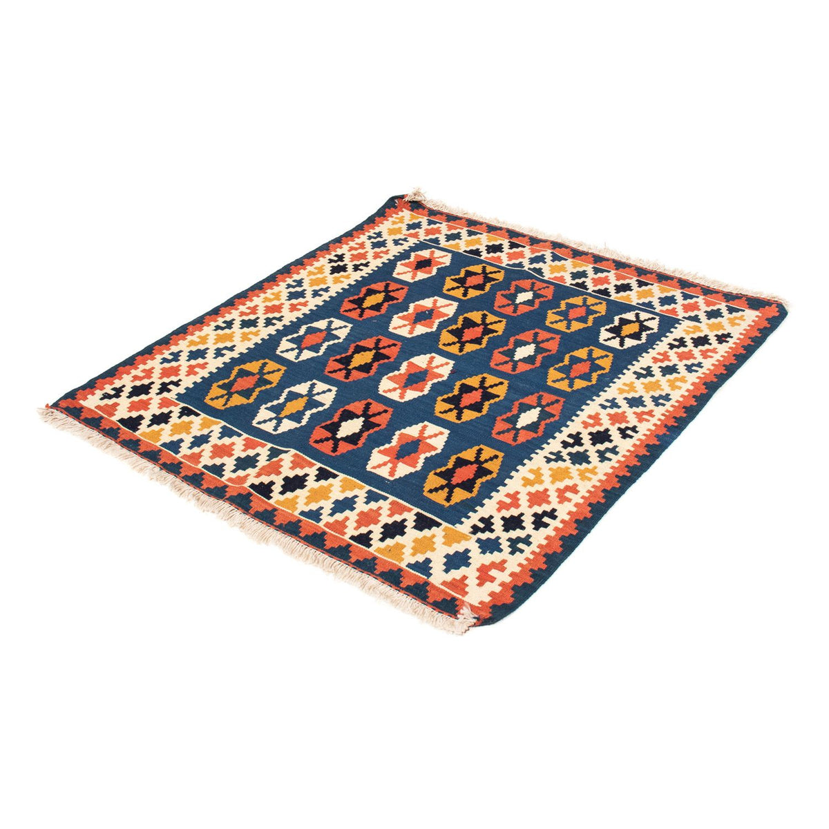 Tappeto Kelim - Orientale quadrato - 103 x 100 cm - blu scuro