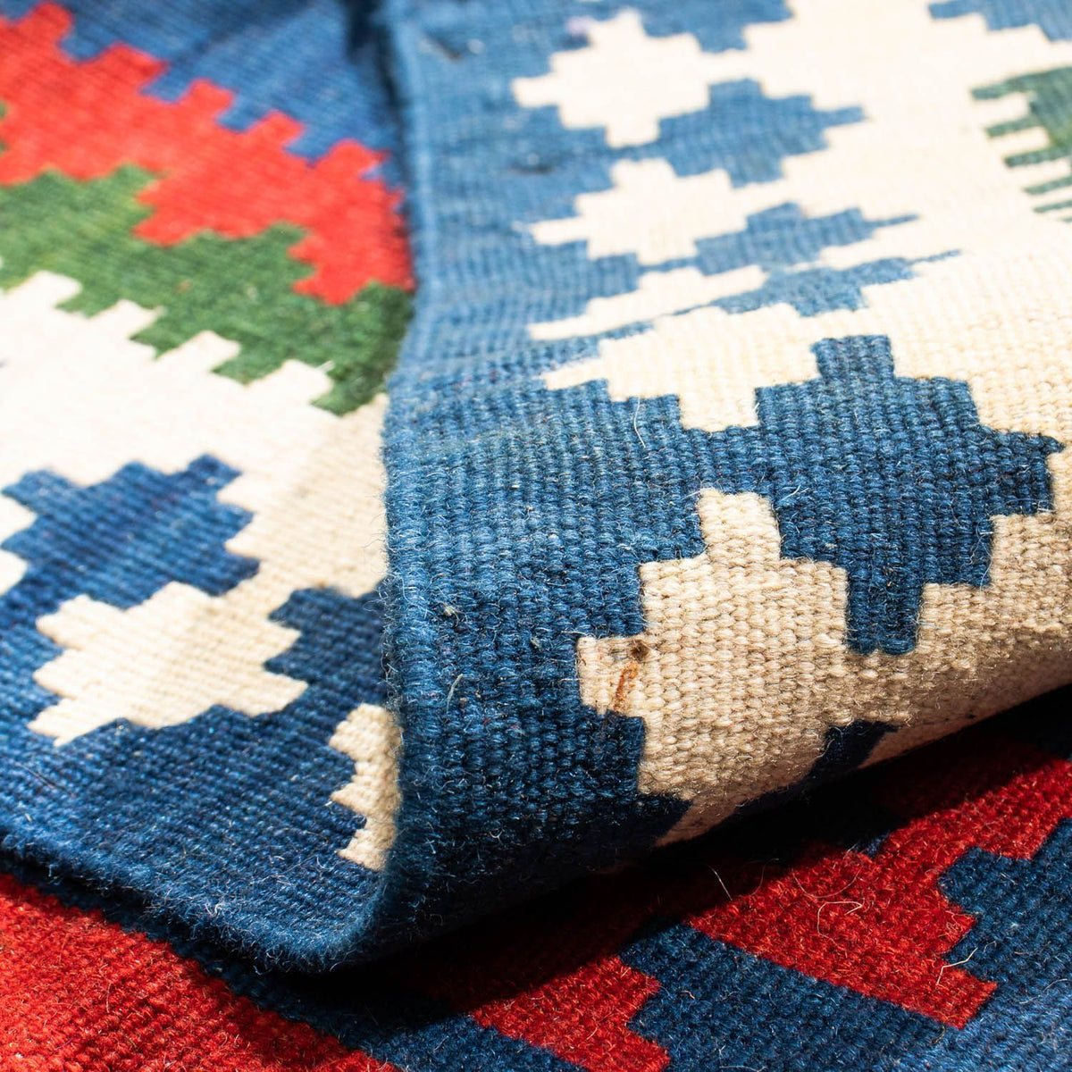 Tappeto Kelim - Orientale quadrato  - 103 x 100 cm - blu scuro