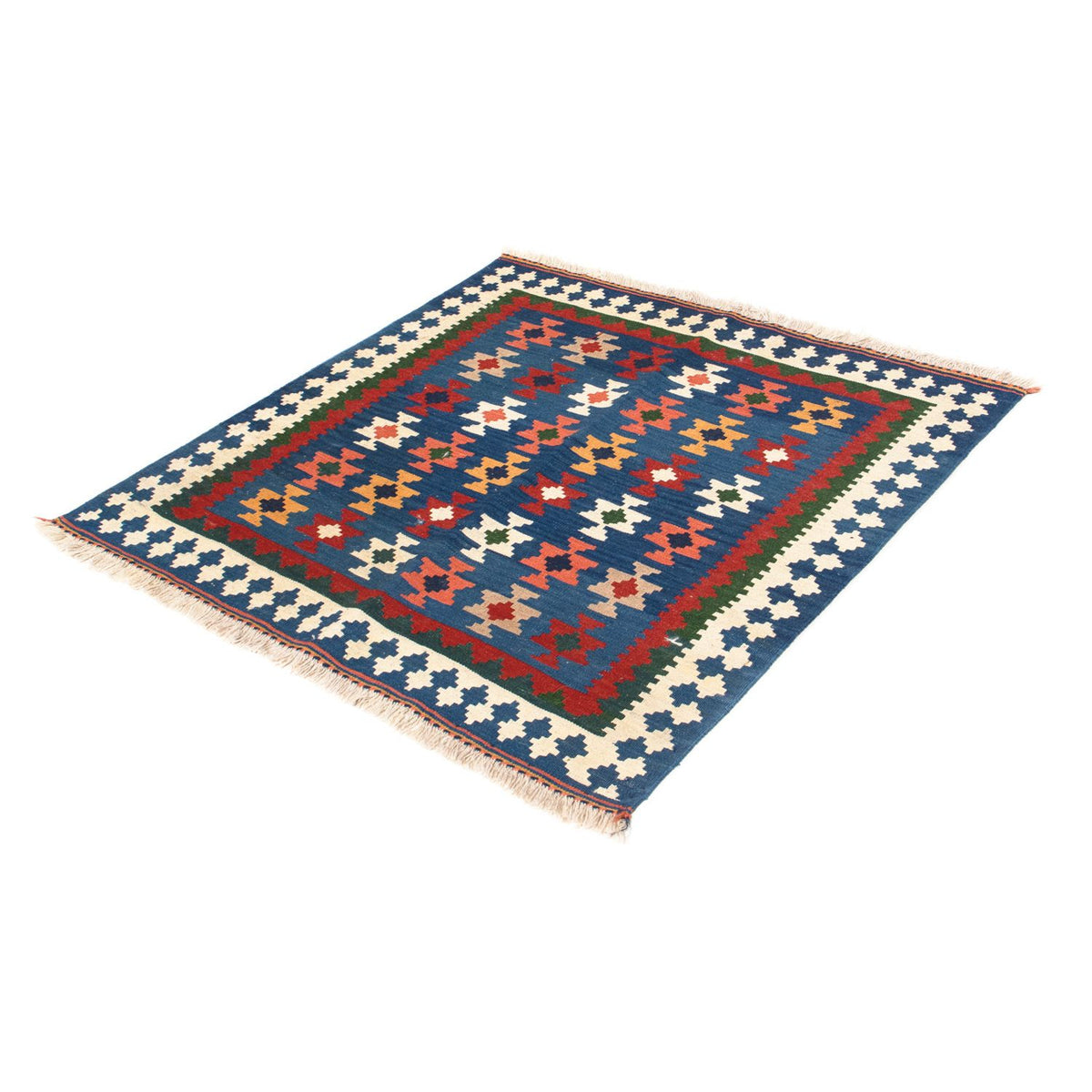 Tappeto Kelim - Orientale quadrato  - 103 x 100 cm - blu scuro