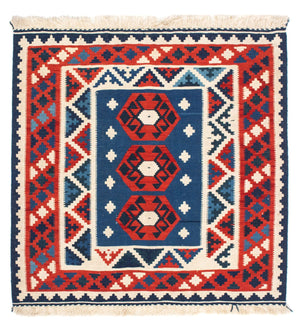 Tappeto Kelim - Orientale quadrato  - 105 x 104 cm - blu scuro