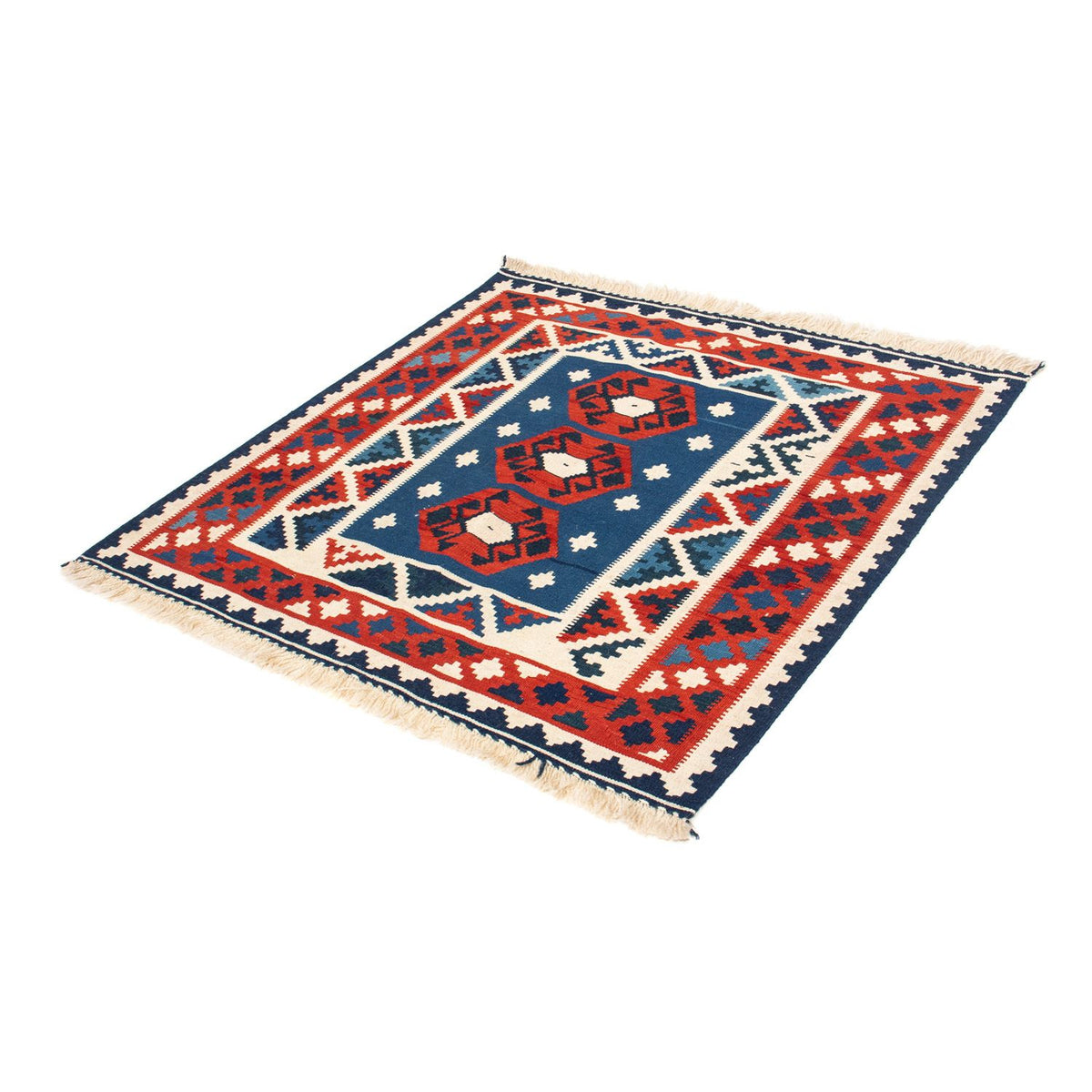 Tappeto Kelim - Orientale quadrato  - 105 x 104 cm - blu scuro