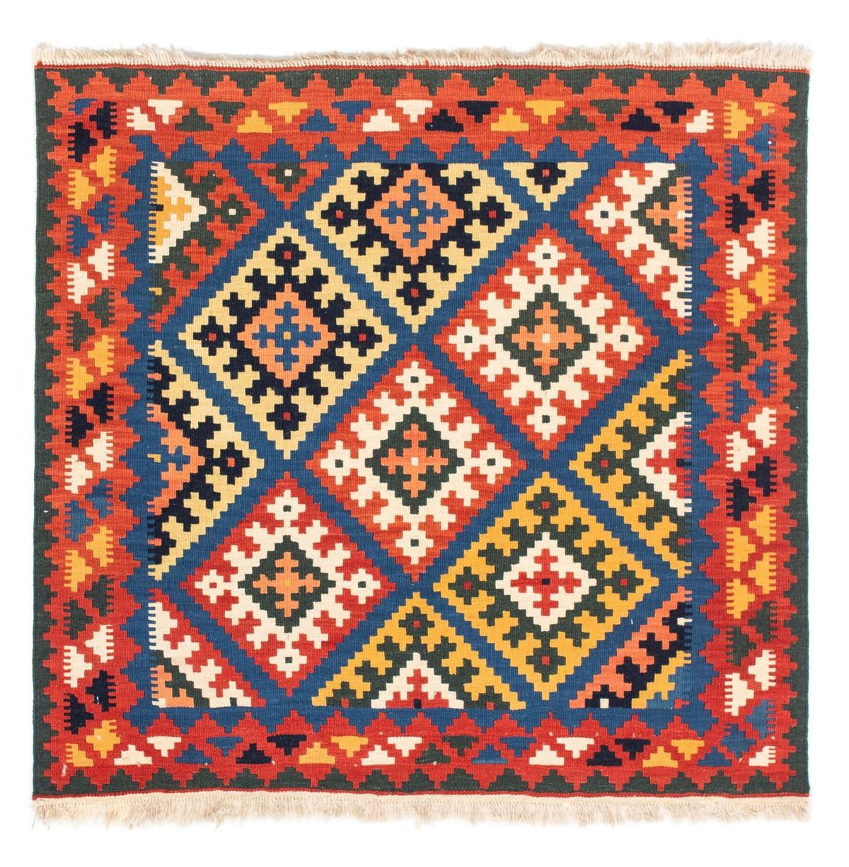 Tappeto Kelim - Orientale quadrato - 104 x 100 cm - blu scuro