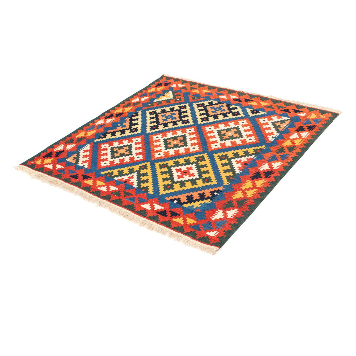 Tappeto Kelim - Orientale quadrato - 104 x 100 cm - blu scuro