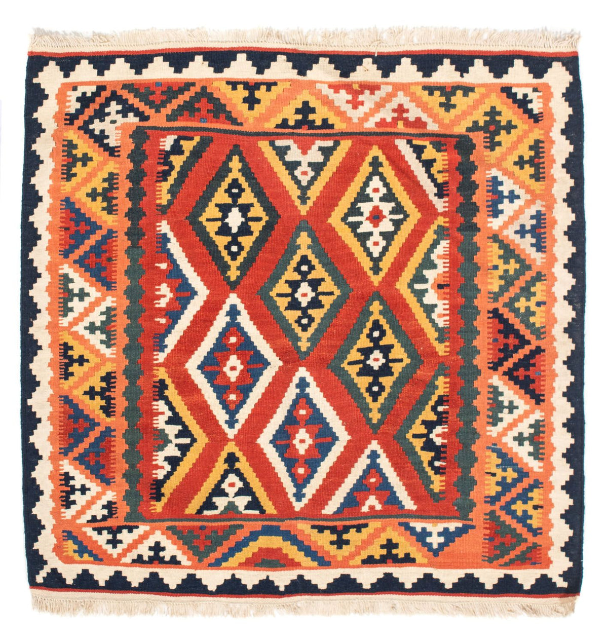 Tappeto Kelim - Orientale quadrato - 108 x 104 cm - arancione
