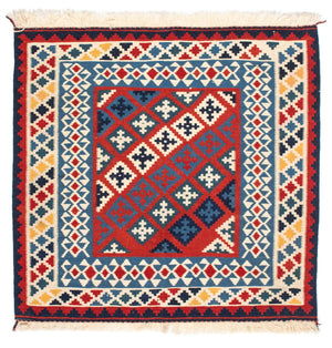 Tappeto Kelim - Orientale quadrato  - 105 x 103 cm - rosso