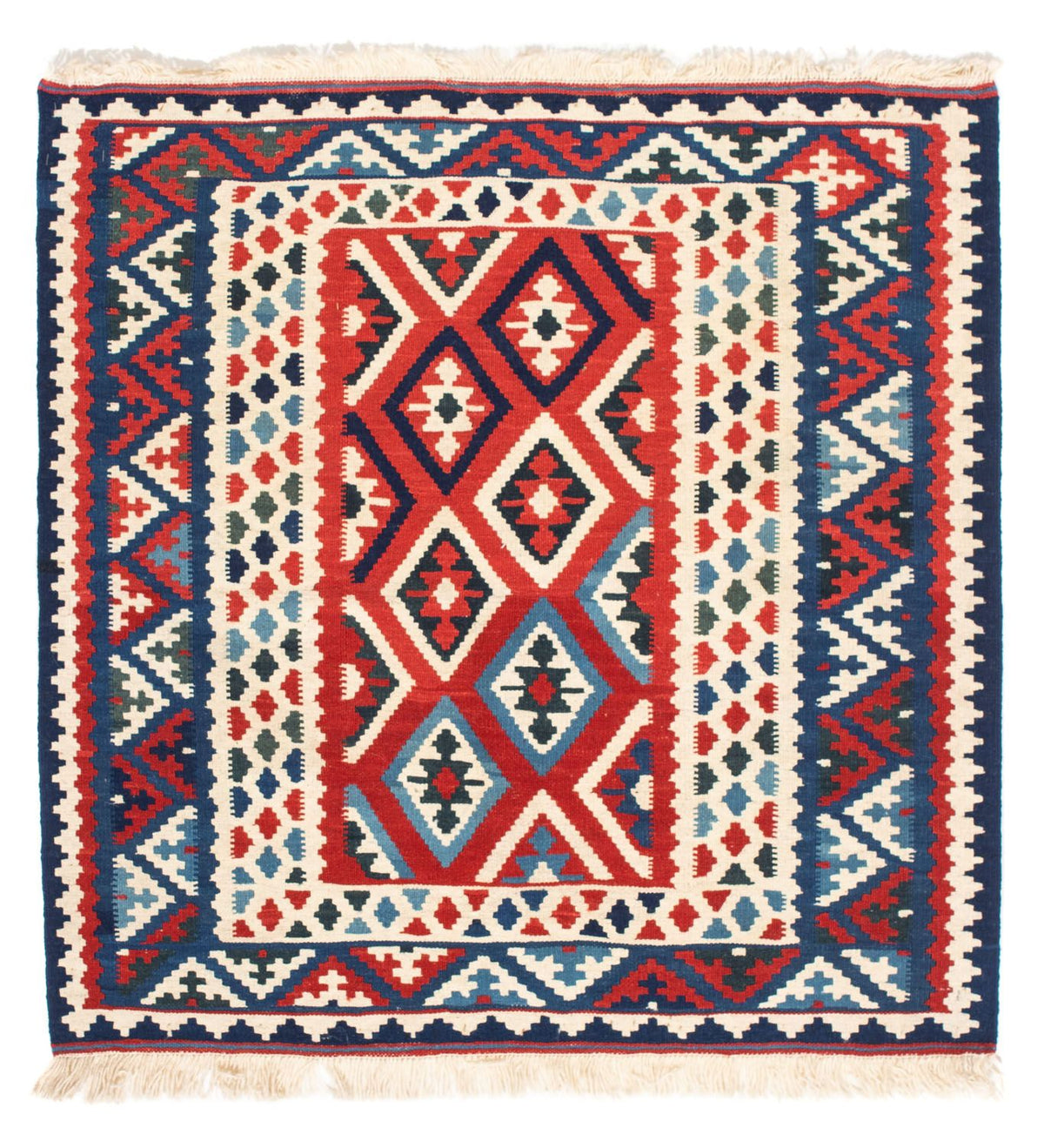 Tappeto Kelim - Orientale quadrato - 104 x 102 cm - rosso scuro