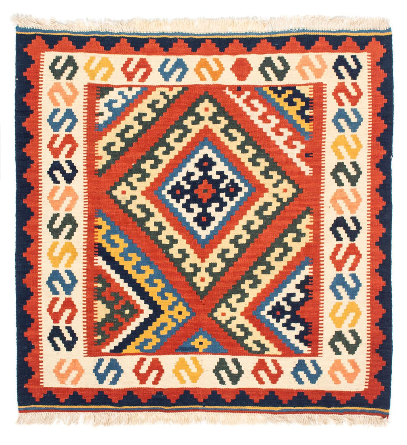 Tappeto Kelim - Orientale quadrato  - 103 x 102 cm - rosso scuro