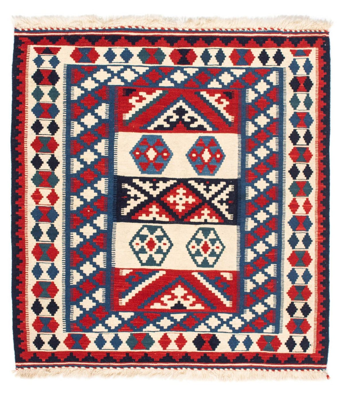 Tappeto Kelim - Orientale quadrato  - 105 x 102 cm - blu scuro