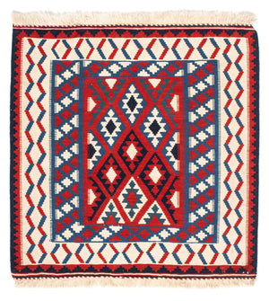 Tappeto Kelim - Orientale quadrato  - 106 x 103 cm - rosso scuro