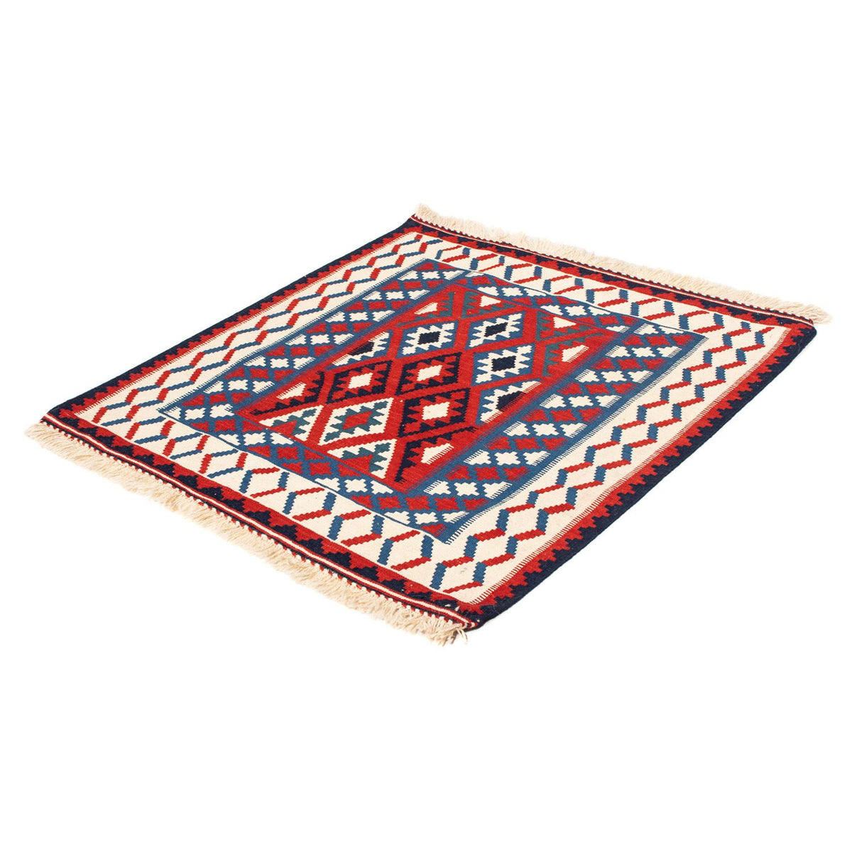 Tappeto Kelim - Orientale quadrato - 106 x 103 cm - rosso scuro