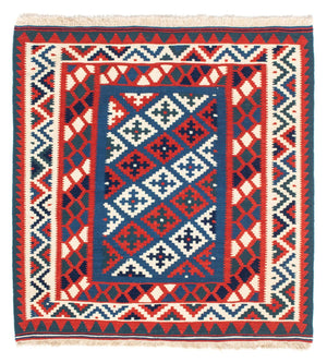 Tappeto Kelim - Orientale quadrato  - 106 x 103 cm - blu scuro