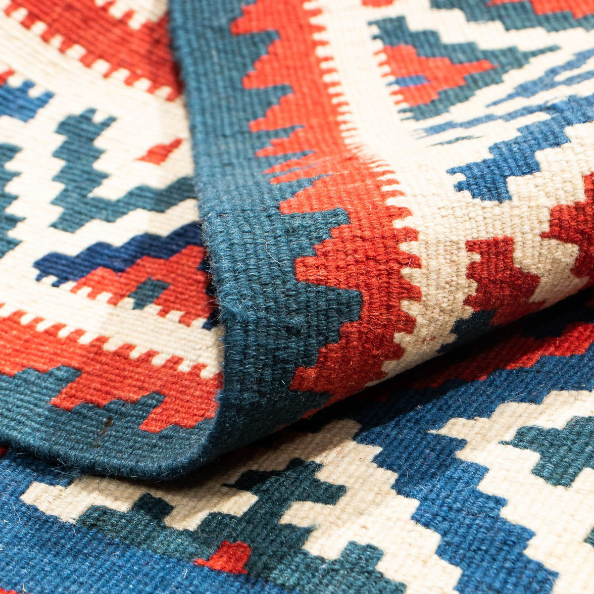 Tappeto Kelim - Orientale quadrato  - 106 x 103 cm - blu scuro