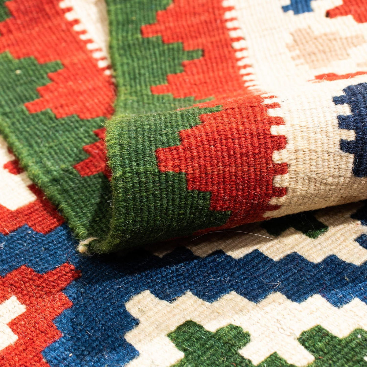 Tappeto Kelim - Orientale quadrato  - 103 x 100 cm - blu scuro