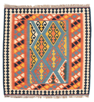 Tappeto Kelim - Orientale quadrato  - 102 x 101 cm - arancione