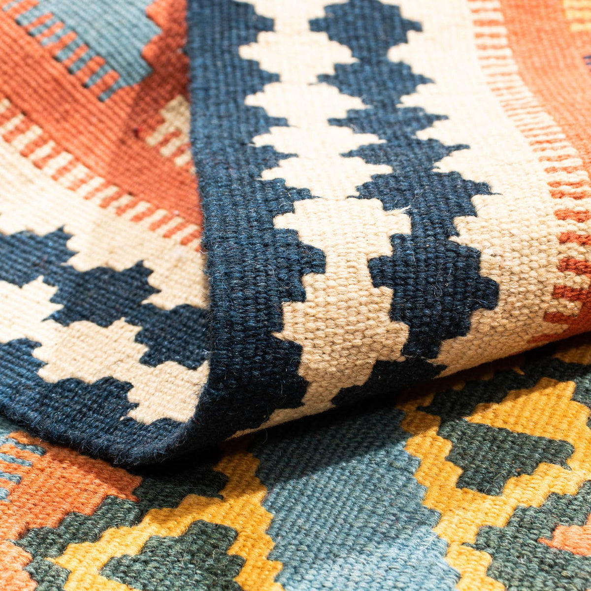 Tappeto Kelim - Orientale quadrato  - 102 x 101 cm - arancione