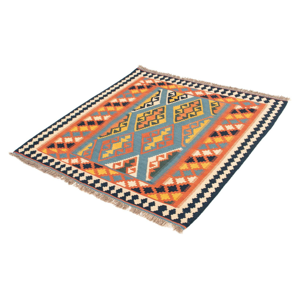 Tappeto Kelim - Orientale quadrato  - 102 x 101 cm - arancione