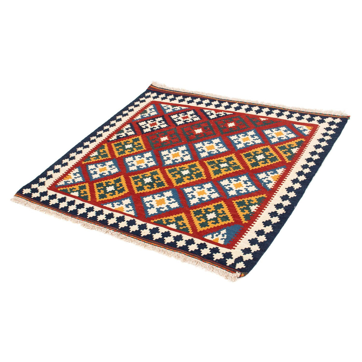 Tappeto Kelim - Orientale quadrato  - 100 x 97 cm - rosso scuro