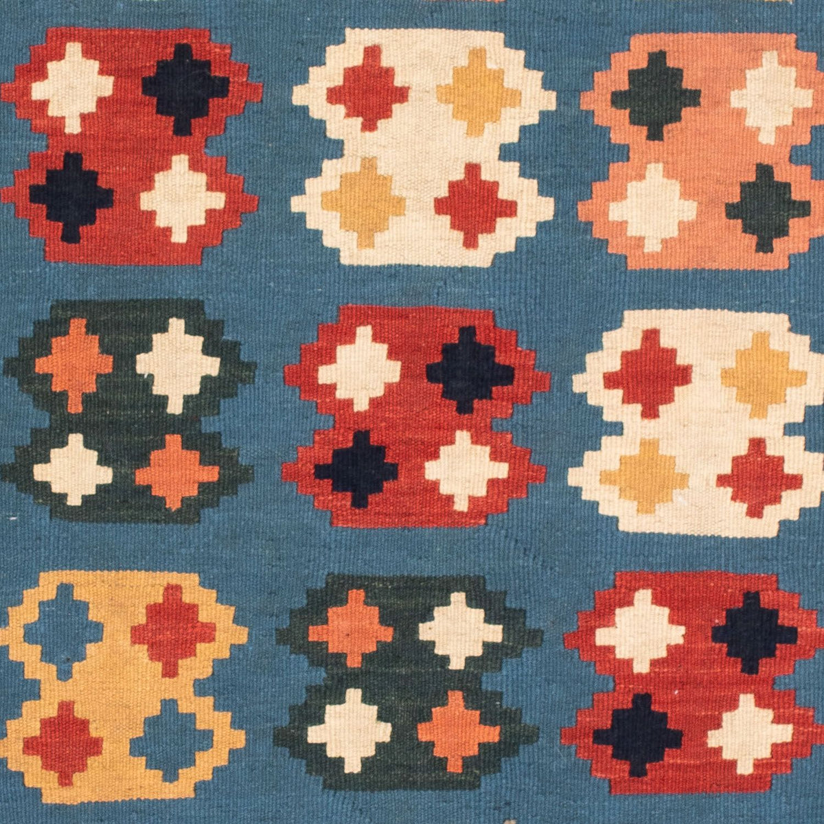 Tappeto Kelim - Orientale quadrato - 107 x 101 cm - blu mare