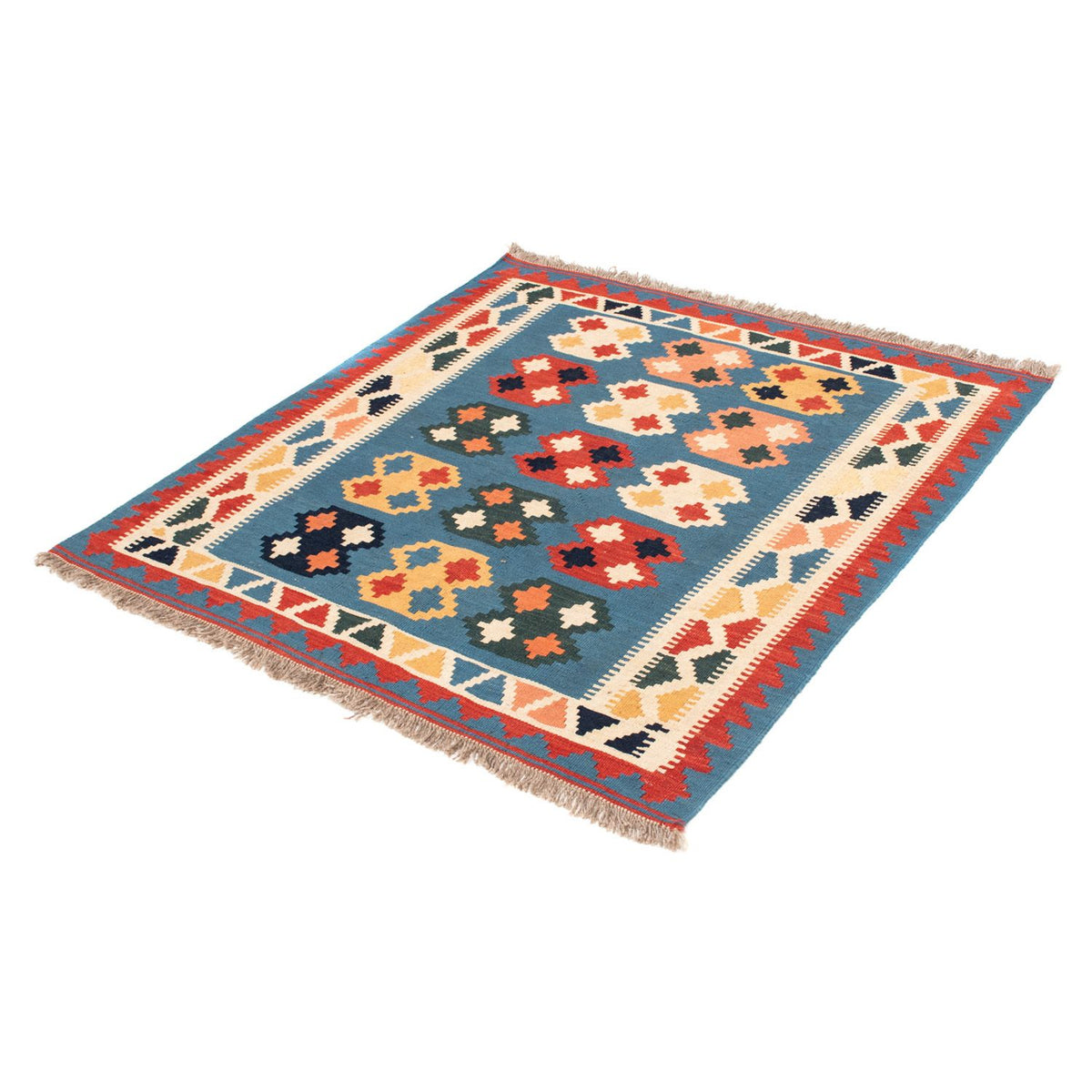 Tappeto Kelim - Orientale quadrato - 107 x 101 cm - blu mare