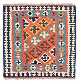 Tappeto Kelim - Orientale quadrato  - 106 x 106 cm - arancione