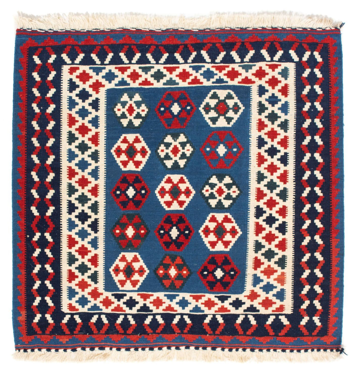 Tappeto Kelim - Orientale quadrato  - 102 x 100 cm - blu
