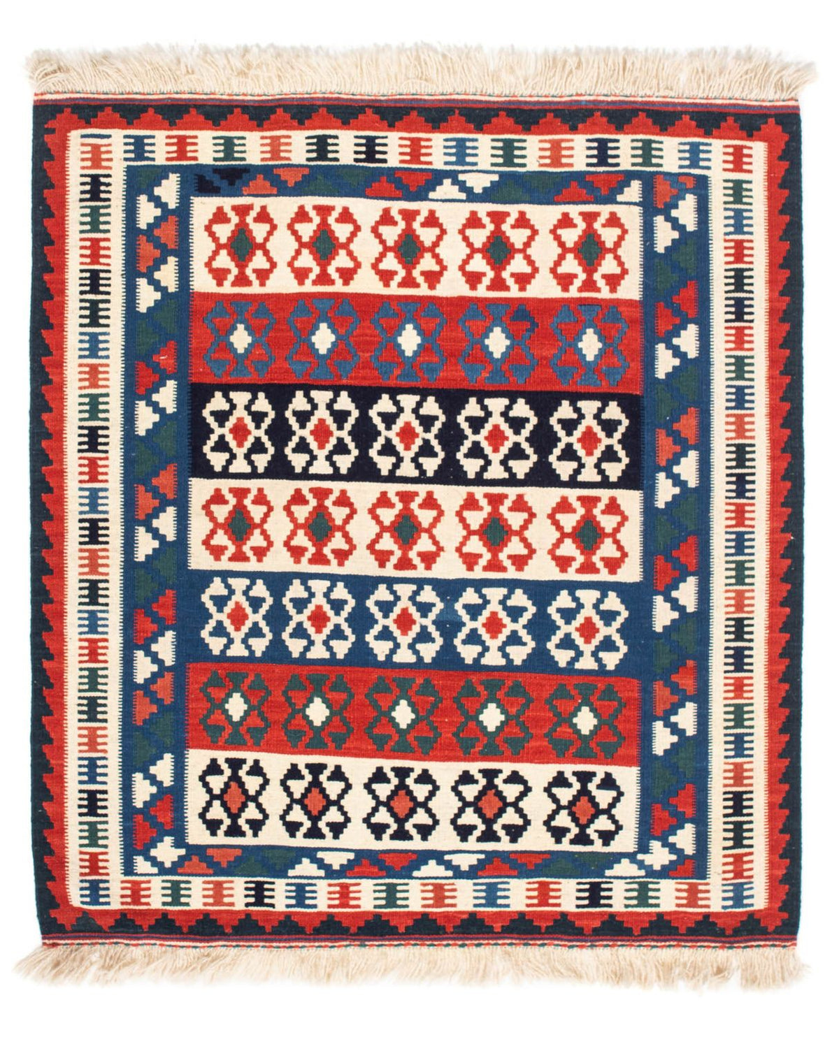 Tappeto Kelim - Orientale quadrato  - 110 x 100 cm - blu