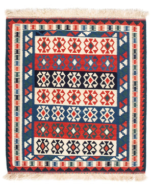 Tappeto Kelim - Orientale quadrato  - 110 x 100 cm - blu