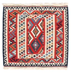 Tappeto Kelim - Orientale quadrato  - 108 x 105 cm - rosso