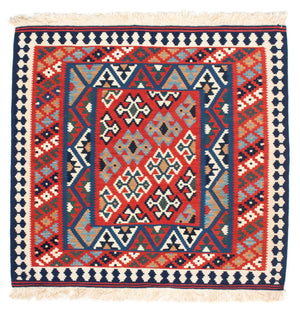 Tappeto Kelim - Orientale quadrato  - 108 x 101 cm - rosso