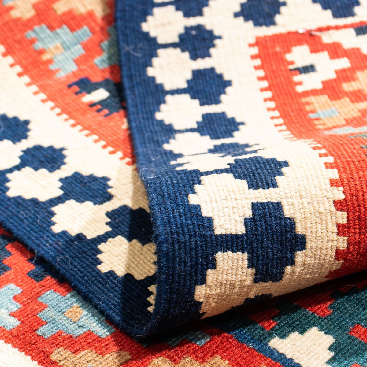 Tappeto Kelim - Orientale quadrato  - 108 x 101 cm - rosso