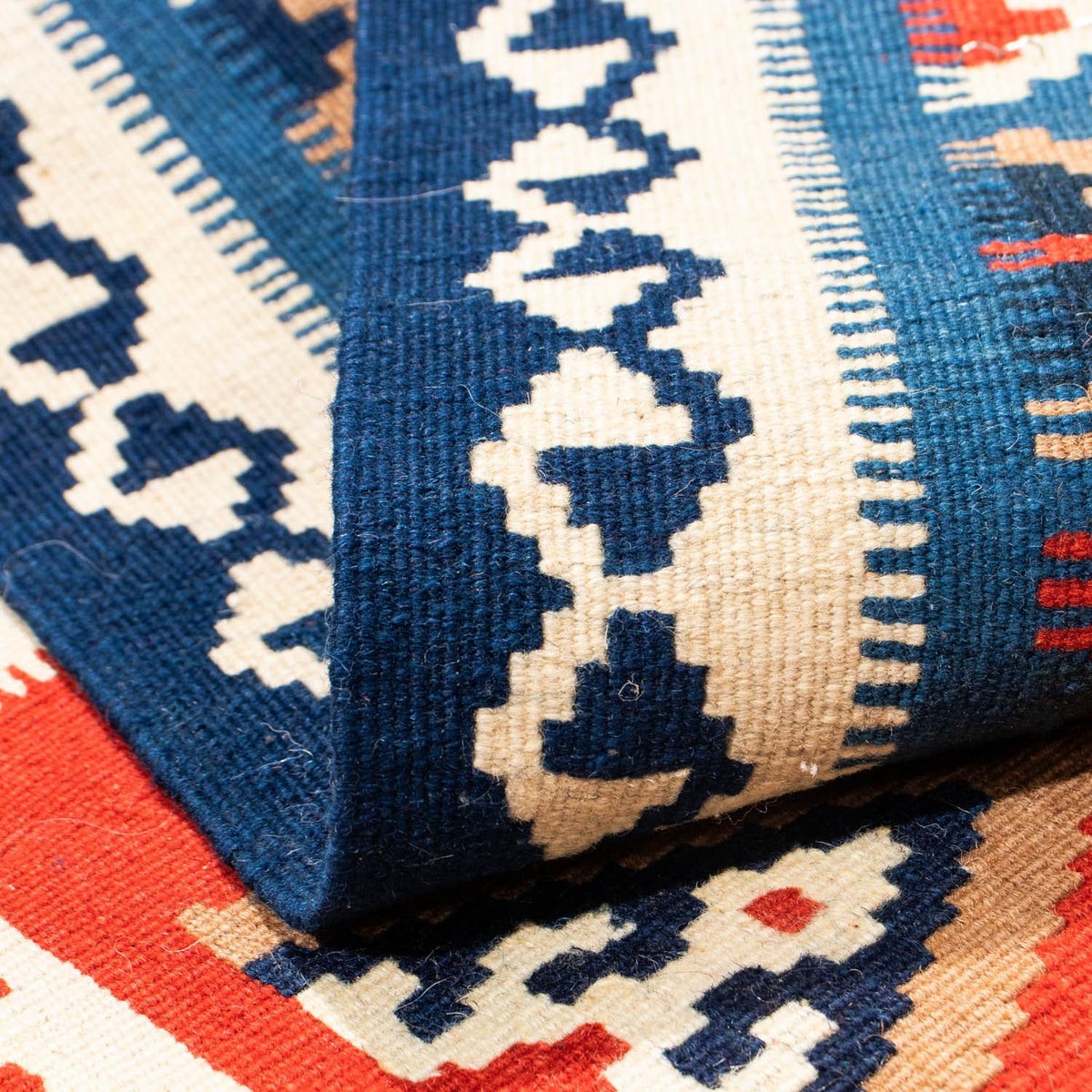 Tappeto Kelim - Orientale quadrato - 100 x 98 cm - blu