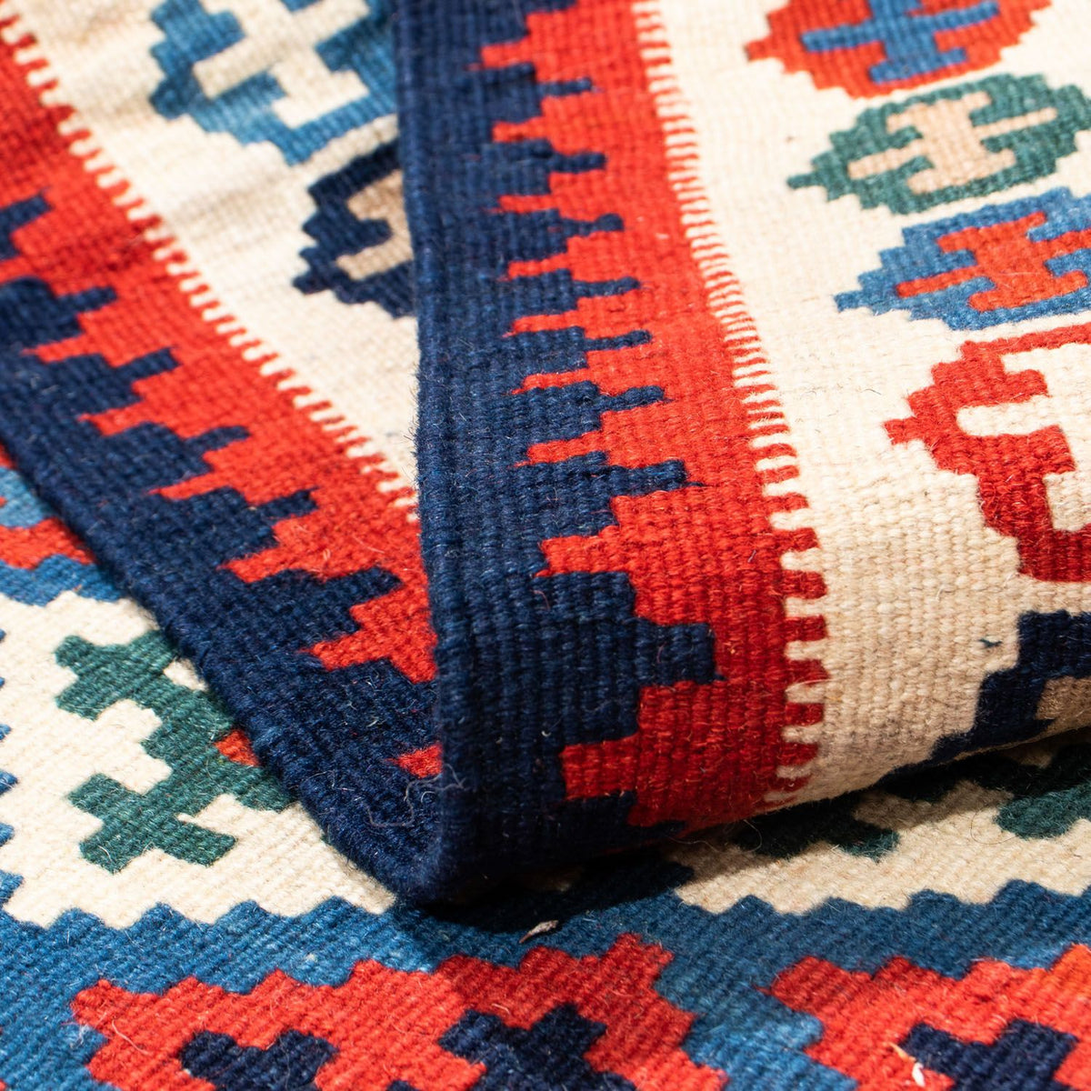 Tappeto Kelim - Orientale quadrato  - 105 x 103 cm - blu