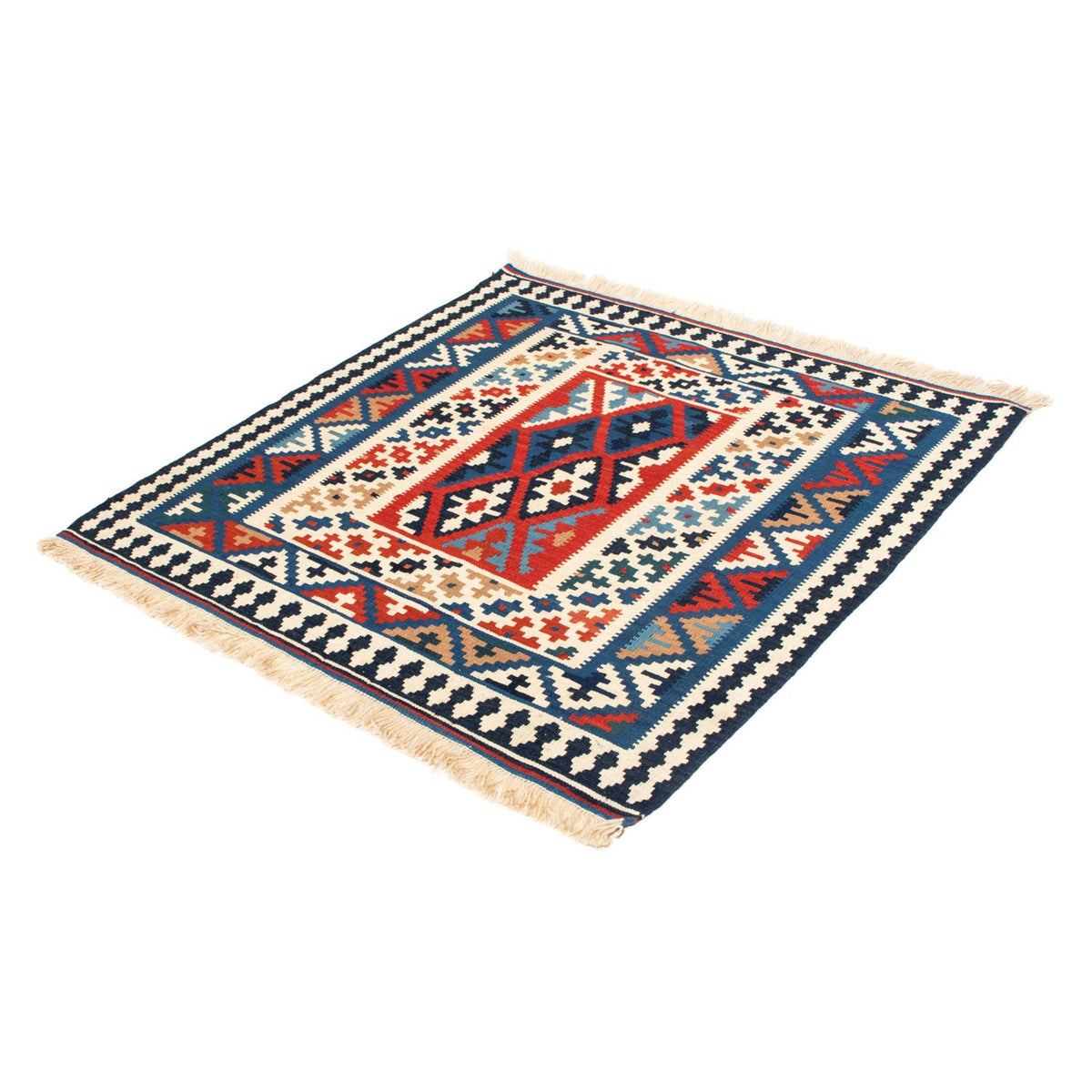 Tappeto Kelim - Orientale quadrato  - 103 x 103 cm - blu