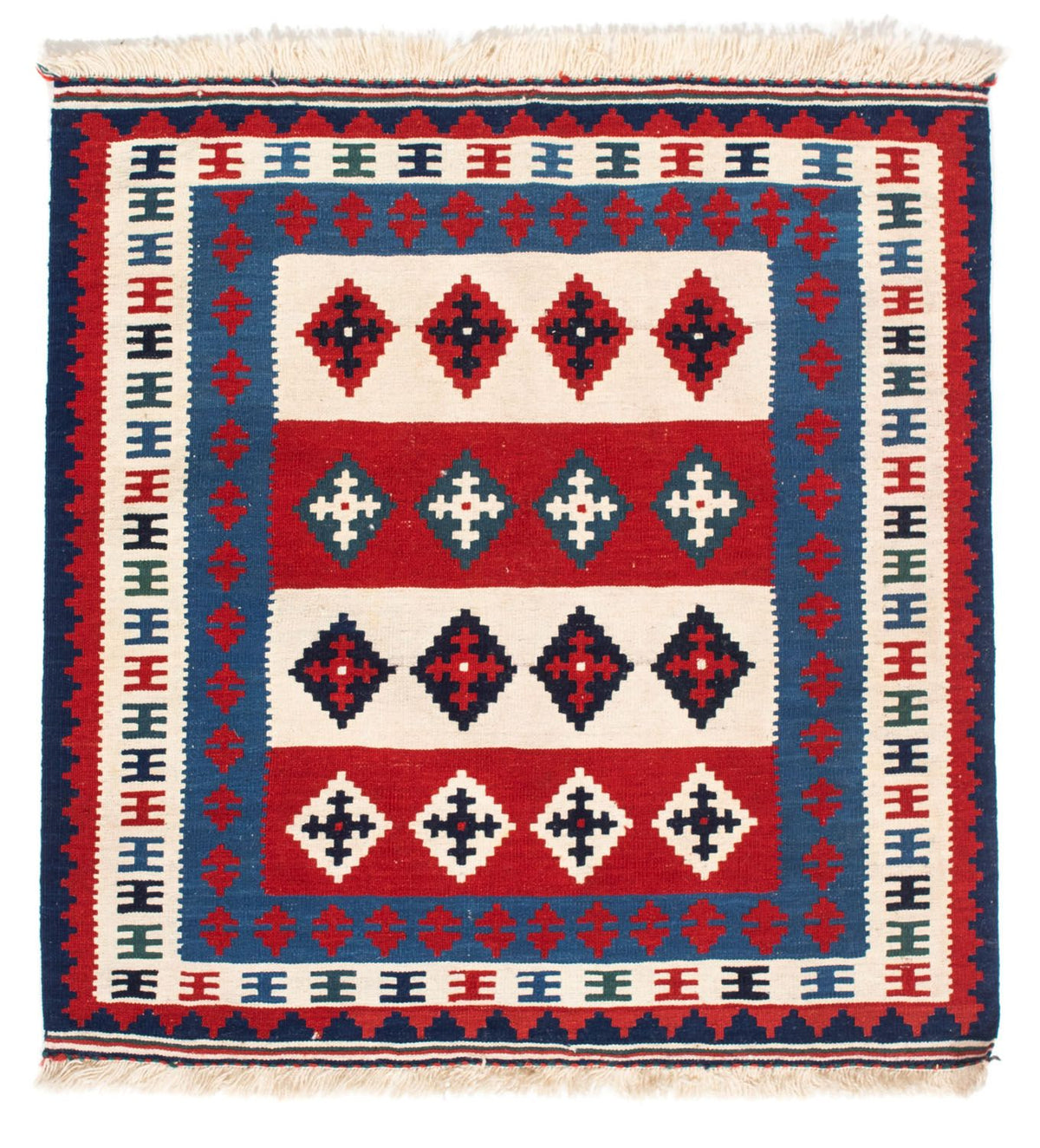 Tappeto Kelim - Orientale quadrato  - 106 x 103 cm - blu