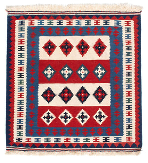 Tappeto Kelim - Orientale quadrato  - 106 x 103 cm - blu