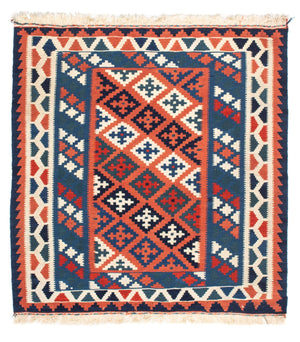 Tappeto Kelim - Orientale quadrato  - 100 x 96 cm - blu