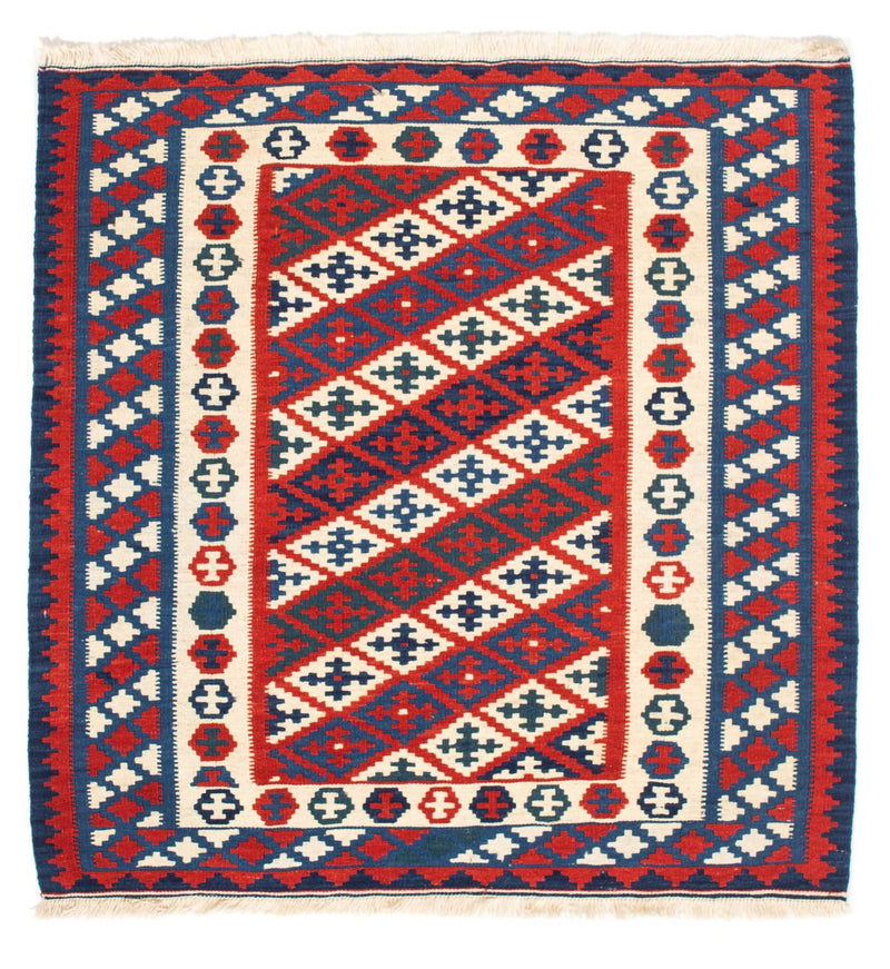 Tappeto Kelim - Orientale quadrato  - 102 x 102 cm - rosso scuro