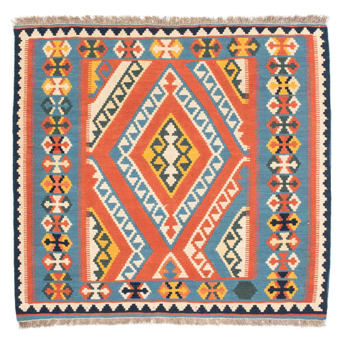 Tappeto Kelim - Orientale quadrato - 107 x 100 cm - arancione